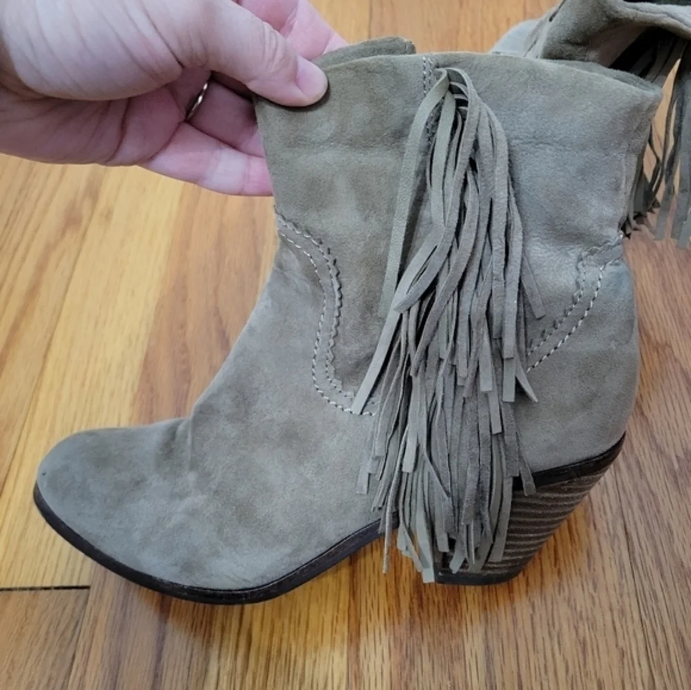 Sam Edelman Women's Louie Western Fringe Boot Tan Size 6 Suede‎ Leather Festival